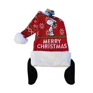 Hot Topic Snoopy Peanuts Knit‎ Santa Hat Dog Ears NWT